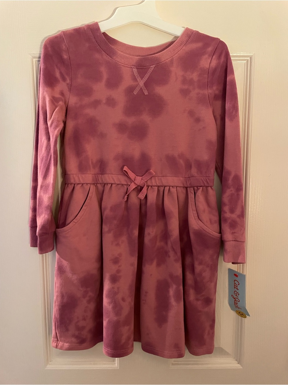 Girls' Pink Tie-Dye Long Sleeve Knit Dress 4t NWT Cat & Jack
